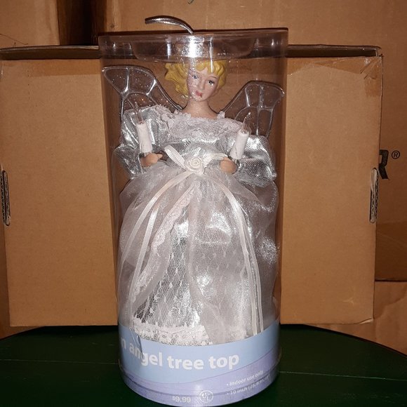 Other - New 10 Inch Silver Porcelain Tree Top Angel